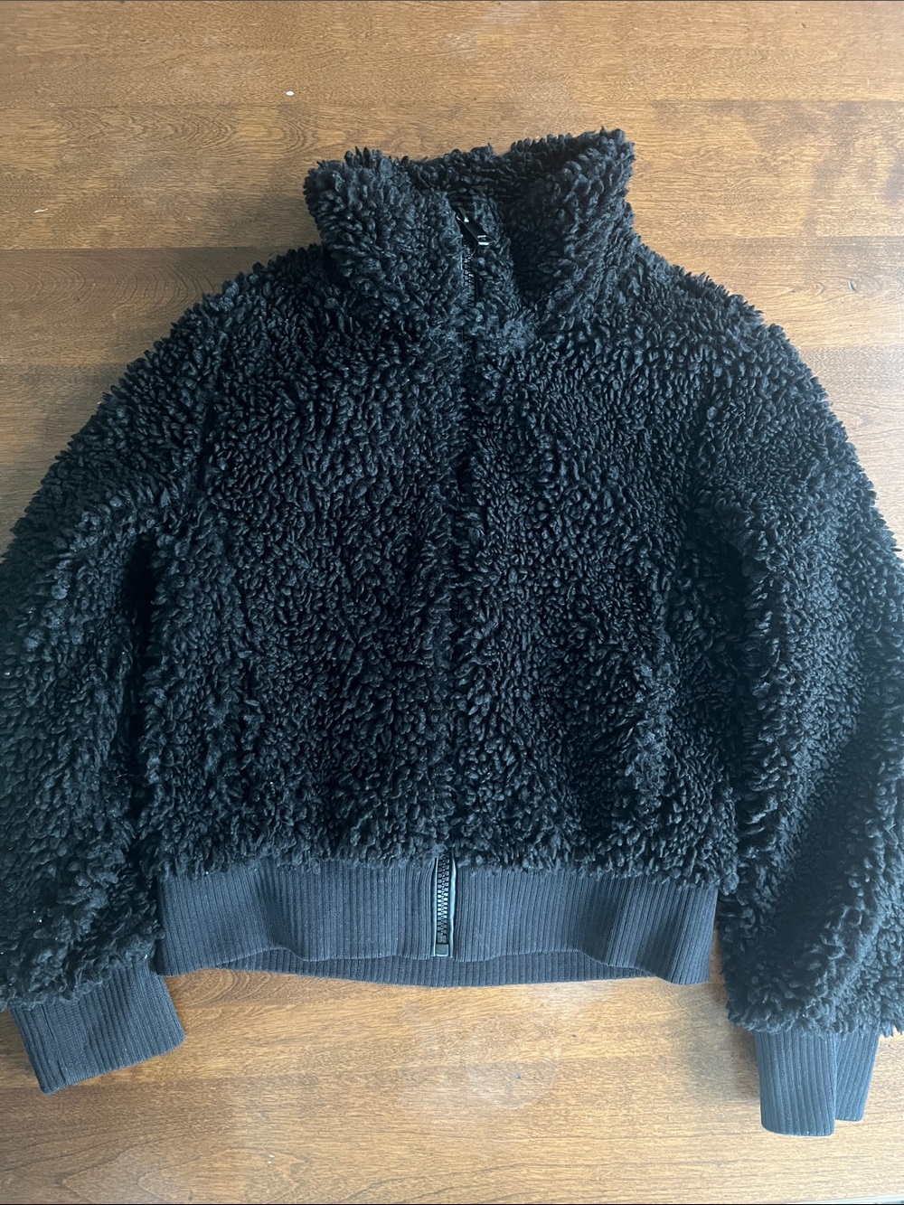 Zara Black Teddy Sherpa Zip Jacket